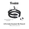 Frodete 2Pcs Zodiac Bracelet for Men Women,8mm Natural Black Onyx