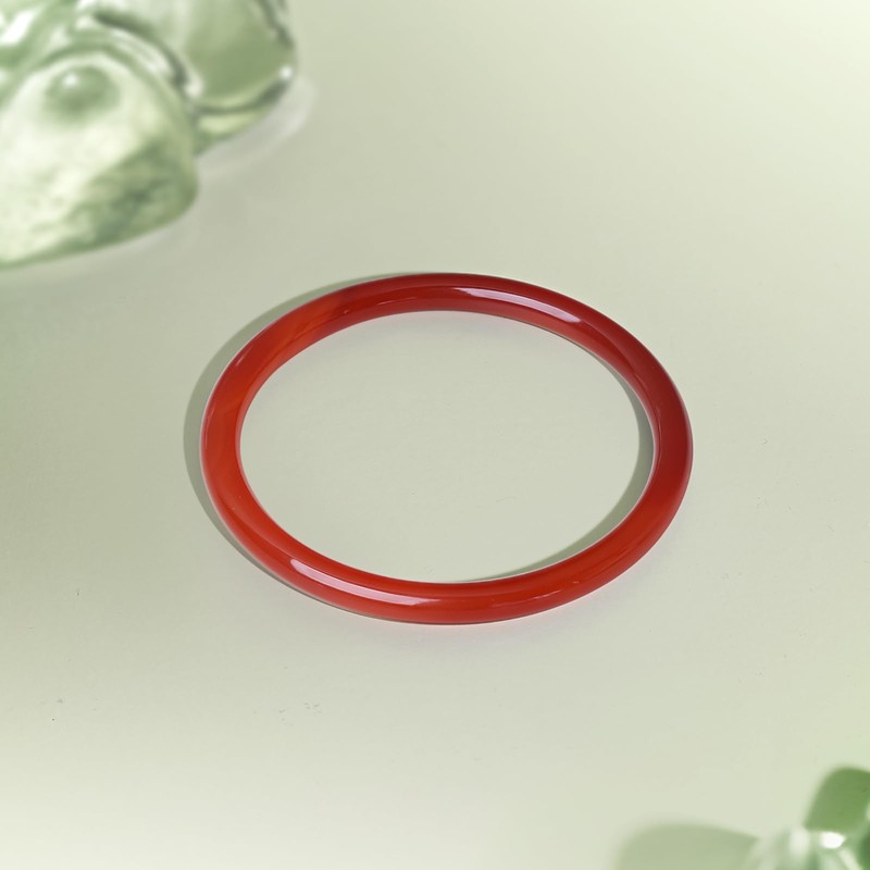 ZHOU LIU FU Bangle Bracelets for Women Red Chalcedony Round