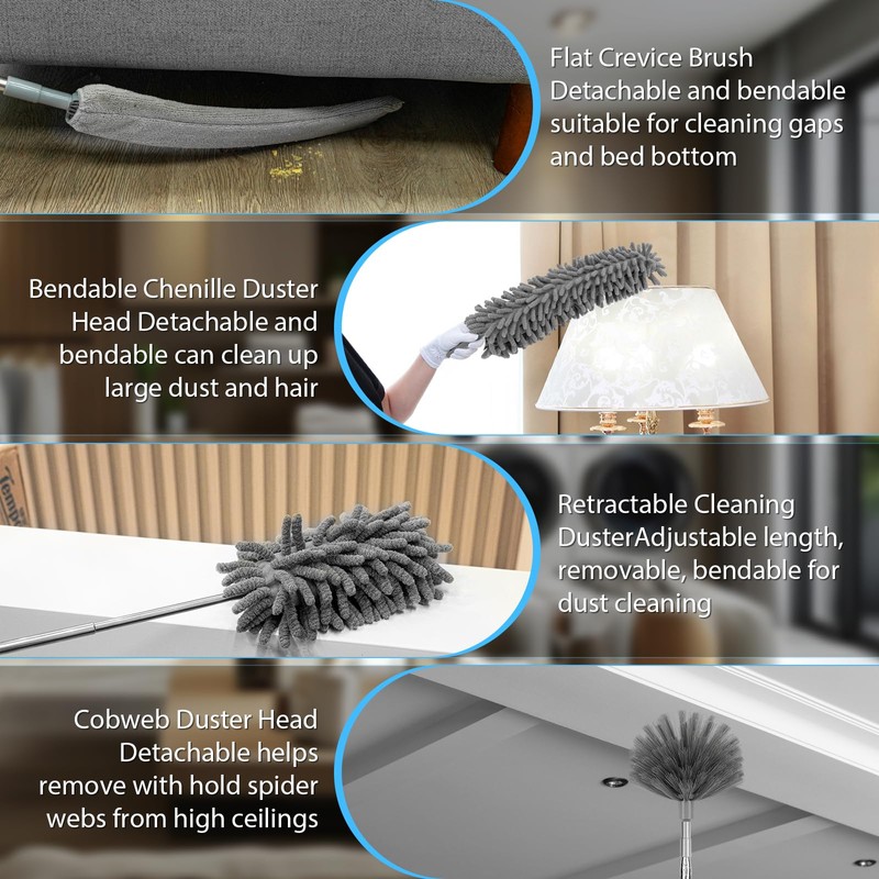 THINKWORK Microfiber Duster Handheld with Hand Held Vacuum Cordless, Handheld