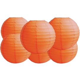4"6"8"10"12"14"16"18 Round Paper Lanterns Lamp Wedding Birthday Party Decoration Pack Of 6 (Orange, 10"/25CM)