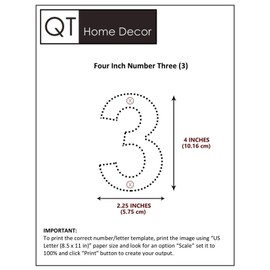 QT Modern House Number - SMALL 4 Inch BLACK - Stainless Steel (Number 3 Three), Floating Appearance, Easy to install and made of solid 304