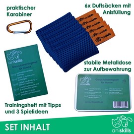 ANISKILLS® - Premium Odour Training Set for Dogs (Set of 6) - Dog Training Set for Odour Work - Enrichment and Mental Stimulation - Activity - Dog Training Accessories - German Company