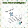 lasuroa Travel Turtle Pendant, Cute Turtle Keyring with Red Gemstone
