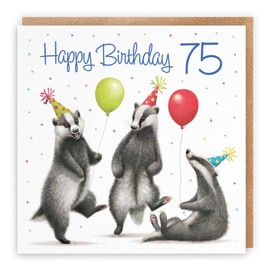 Hunts England - Badgers Funny 75th Birthday Card - Milo's Gallery - Age 75 Wildlife Birthday Card - For 75 Year Old Animal Fan - Age Seventy Five - For Him, Her