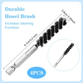 Teaaha 4PCS Golf Clubs Head Hosel Brush, Stainless Steel Golf Shaft Ferrules Wire Bore Brushes Hex Shank Handle Electric Drill Wire Brush for Deeply Clean Debris Dust Glue in Golfs Club Hosel Holes