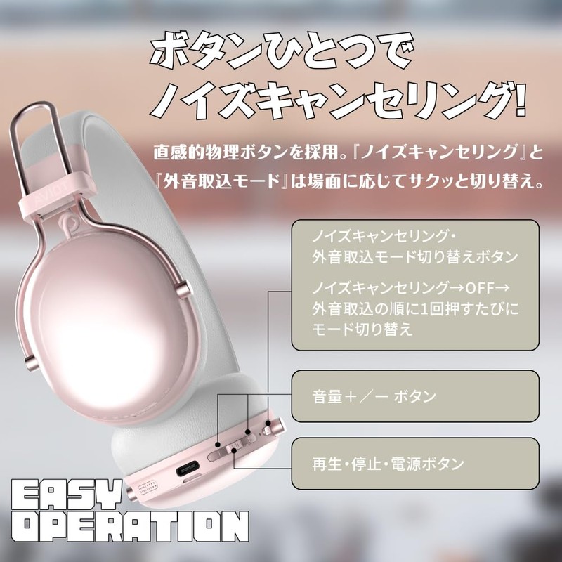 AVIOT WA-Q1 Wireless Headphones with Noise Cancellation | Supports 55