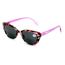 Women's Bifocals Reading Sunglasses Reader Glasses Vintage Outdoor Cateye Leopard Marble (Pink, 2.25)