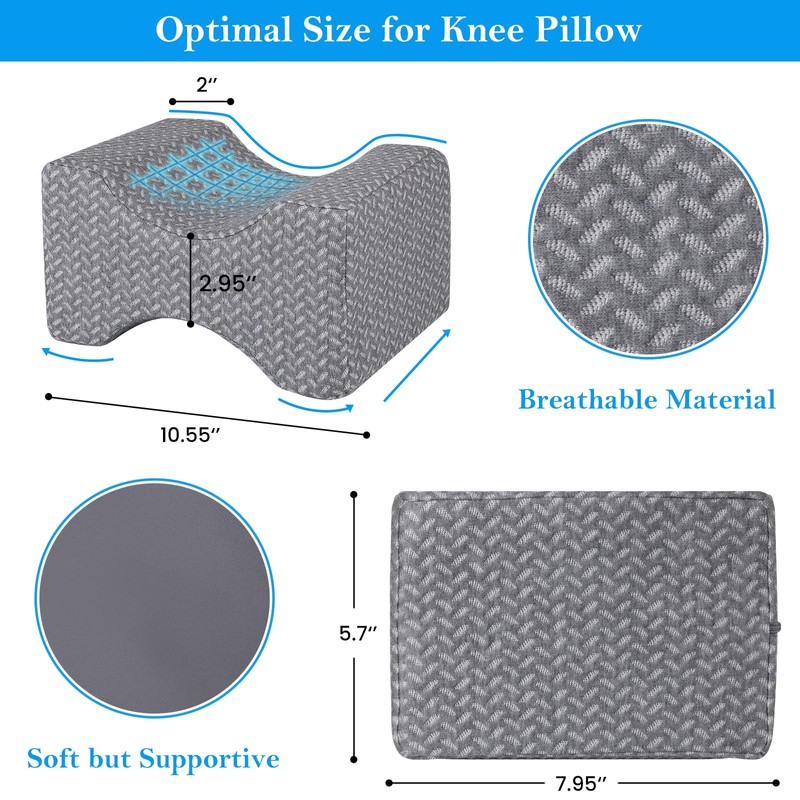 BlissTrends Memory Foam Knee Pillow, Knee Pillow for Side Sleepers,