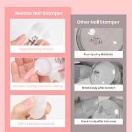 beetles Gel Polish Beetles Nail Stamp, 4Pcs French Tip Tool Easy Manicure Nail Stamper Single Head Soft Silicone Long & Short French Tip Stamp Tool with 2Pcs Nail Scraper Decorations Valentine's Day Gift for Women