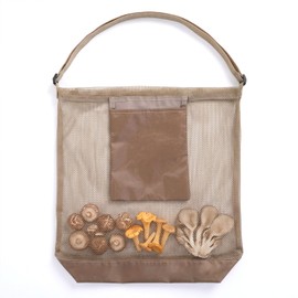 Mushroom Foraging Bag, Mesh Harvesting Pouch with Adjustable Shoulder Strap and Smartphone Pocket, 16.5"x15.5" Breathable Outdoor Collecting Bag for Mushroom Hunting, Fruit Picking, and Hiking