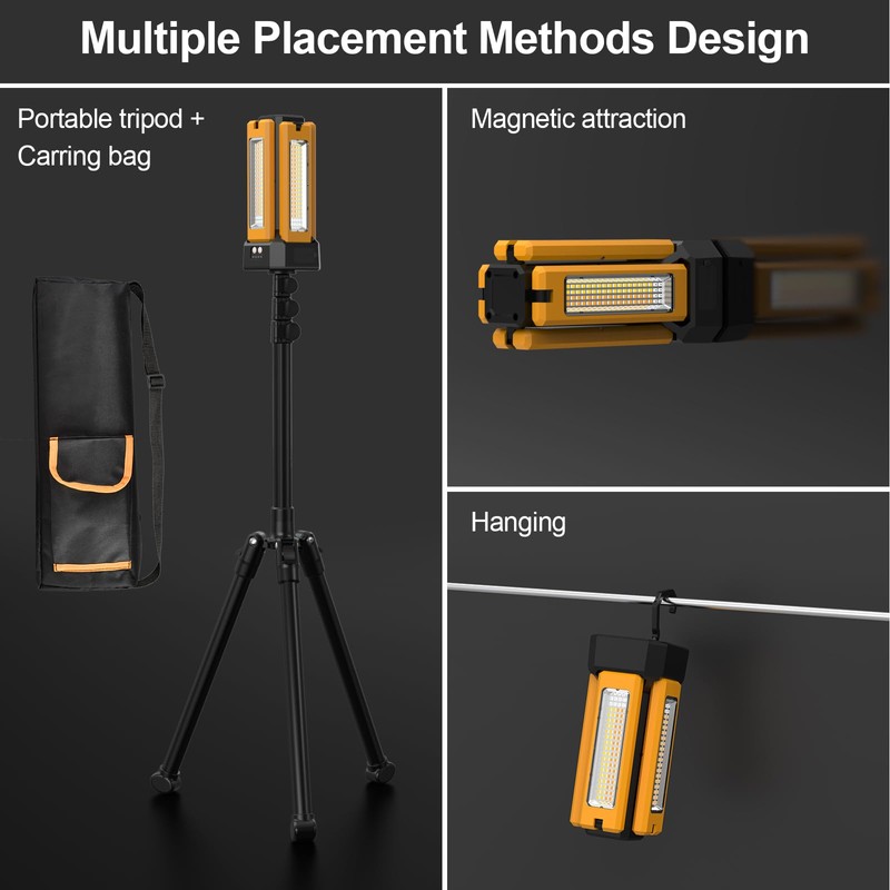 13200mAh Rechargeable Solar Work Light with Folding Stand and Carrying