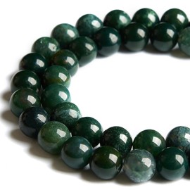 100pcs 6mm Moss Agate Beads Natural Gemstone Beads Round Loose Beads for Jewelry Making