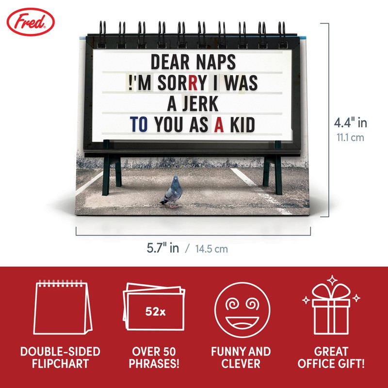 Genuine Fred Daily Marquee Desktop Flipchart, 52 Witty Signs, Fun