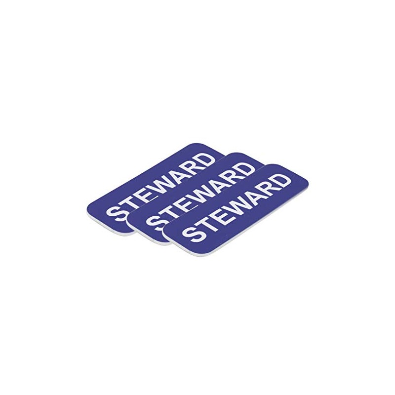 Steward 1 x 3" Name Tag, Blue (3 Pack)