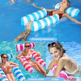 2Pack Inflatable Pool Floats Hammock, 4-in-1 Multi-Purpose Inflatable Hammock with Manual Air Pump for Pool Lake Beach, Pool Inflatables for Adults Kids (B)