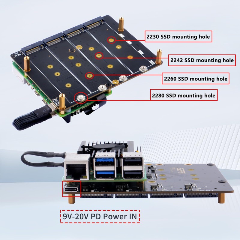 GeeekPi N16 Quad M.2 M-Key NVMe SSD HAT for Raspberry