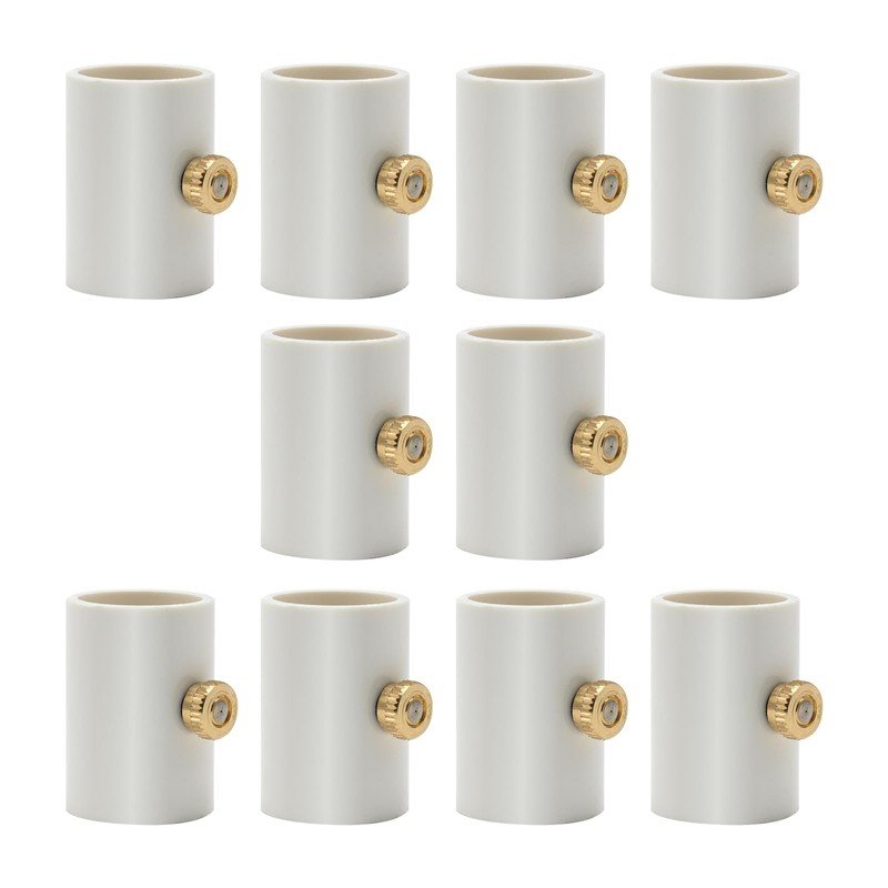 DUZFOREI 10Pcs PVC 20mm Misting Nozzles Coupling with Brass Mist