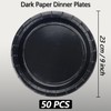 50 Pcs Black Paper Plates, Round Black Dessert Plates Birthday