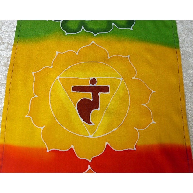 Large Batik Rainbow Chakra Meditation Cotton Wall Hanging - Hand