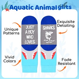 HAPPYPOP Kids Shark Gifts Boys - Funny Silly Socks for Kids 7-9 Years, Boys Novelty Gifts Childrens Ocean Shark Socks
