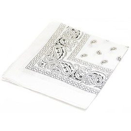 combocube 12 Pack(one Dozen) Multi-Purpose Cotton Paisley Cowboy Bandanas Headband for Men and Women (White)