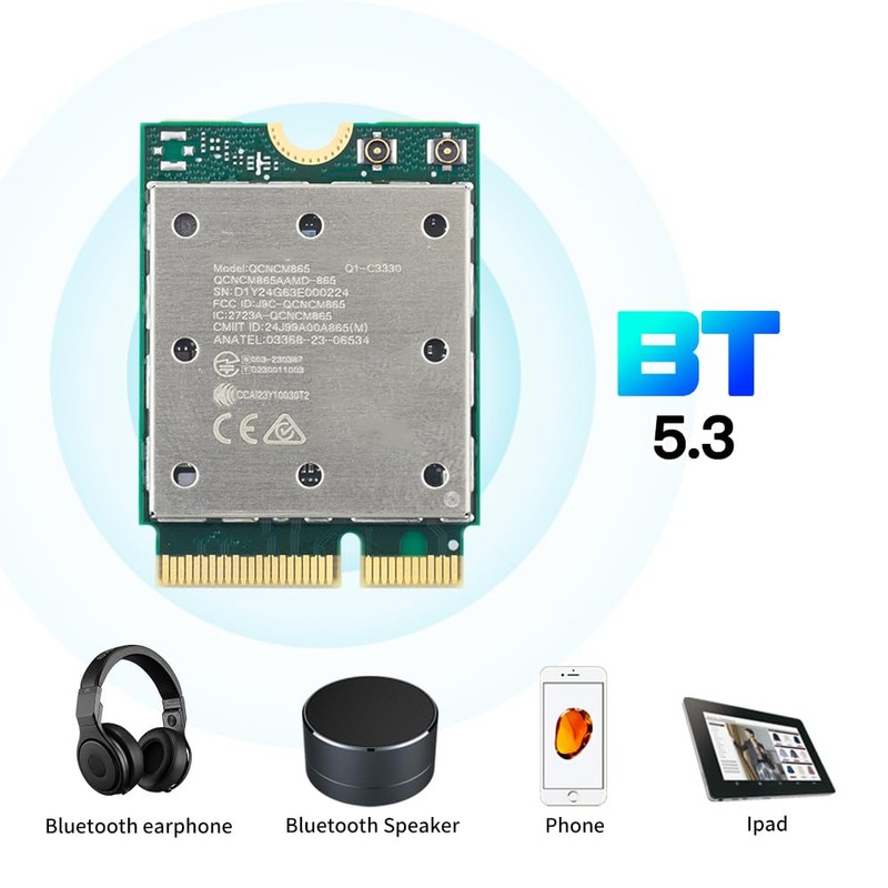 WiFi 7 QCNCM865 M.2 Key E WiFi Card BT5.3 Tri-Band