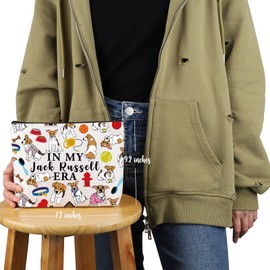 VAMSII Jack Russell Terrier Lover Gift Jack Russell Era Makeup Bag Jack Russell Owner Cosmetic Bag Jack Russell Terrier Merch (Jack Russell Era M)