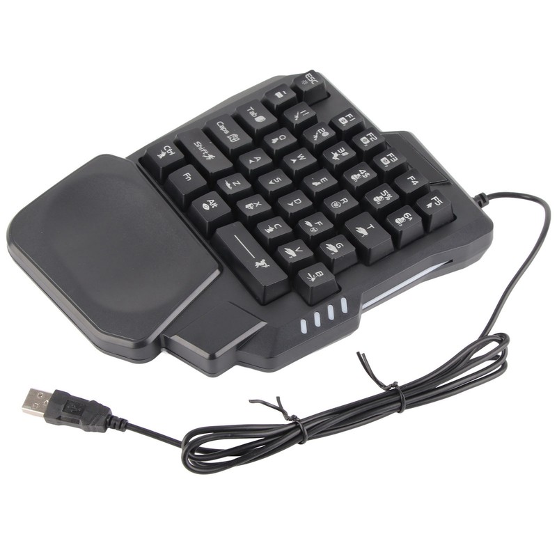 One Handed Gaming Keyboard 35 Keys Waterproof Wide Palm Rest