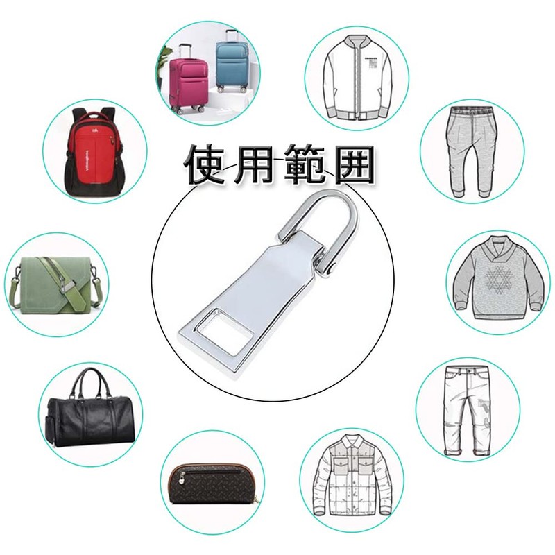 Tosenk Zipper Pulls (12 Packs/2 Sizes/Silver+Black) Zipper Replacement Zipper Chuck