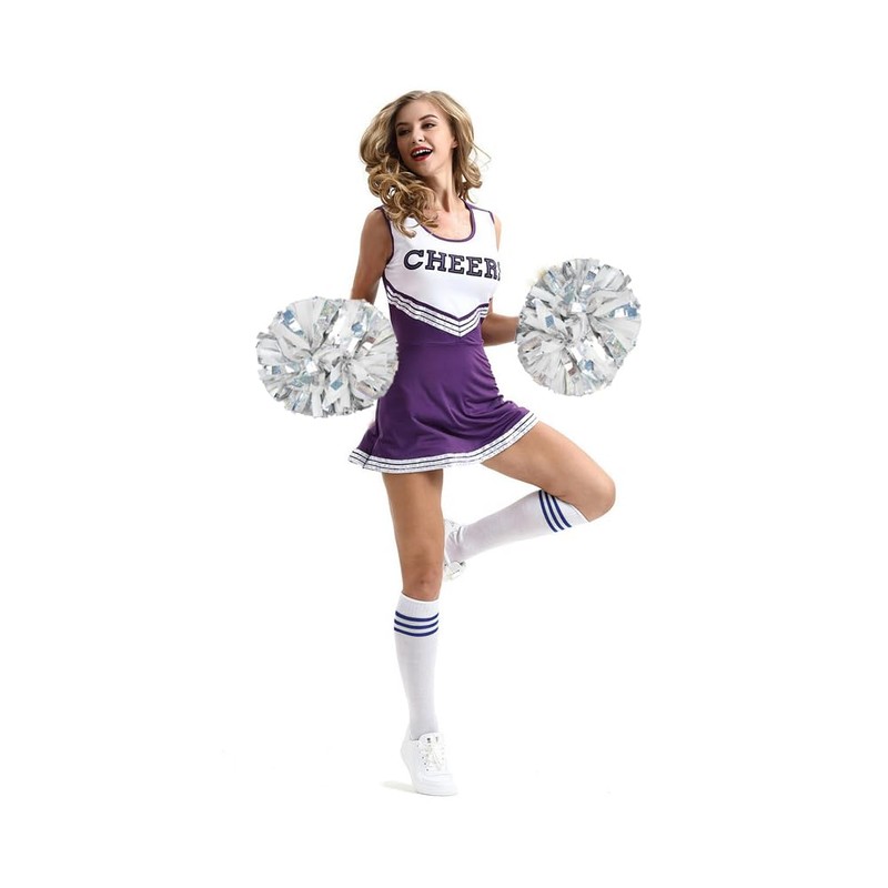 Hooshing 2 Pack Pom Poms Cheerleading Professional Holographic Silver Spot