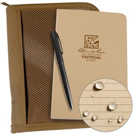 Rite in the Rain Weatherproof Battle Board Tactical Field Kit: Tan Cordura® Fabric Cover, 4.625" x 7.25" Tan Tactical Notebook, and Weatherproof Pen (No. BB980T-KITL)
