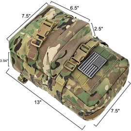 Tactical Mini Molle Hydration Pack,Molle Hydration Carrier with US Flag Water Resistant,Hydropack for Tactical Vest Backpack (CP+Bladder)