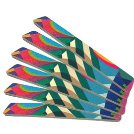 6 ALAZCO Jumbo Dual-Sided Nail File Emery Board Medium & Coarse Grit Cushioned Easy Grip Comfort Filing Smoothing Nails TSA Travel Approved Colorful Abstract Design