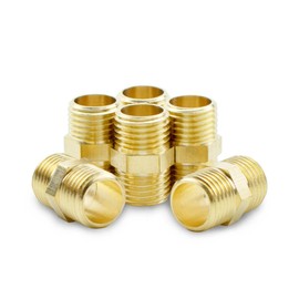 Bwintech 2 pieces 1/4 inch male thread to 1/4 inch male thread BSP thread brass hexagonal nipple connector for converting pipe connections