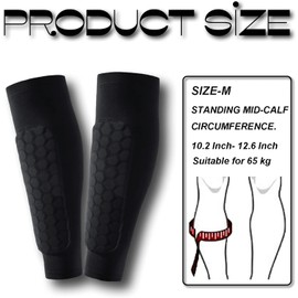 Soccer Shin Guards Shin Pads for Kids Youth Adult, Calf Compression Sleeve with Honeycomb Pads, Lightweight Calf Protective Soccer Gear for Football Baseball Boxing (Black, Medium)