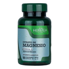 Citrato de Magnesio con Omega 3 - Magnesio Ultra Absorbente - Apoyo Muscular y Cognitivo - Magnesio de Alta pureza - 90 Cpsulas 400 mg Herbalia Lab   