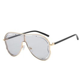 Shiratori Retro oversized wrap-around frog eye sunglasses with UV protection, ideal for beach, driving, and outdoor activities Gray