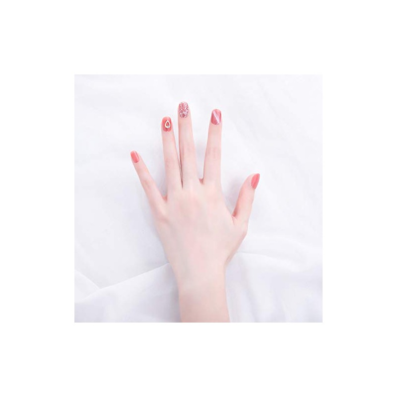 24 Pcs Nail Tips, 3D Butterfly Decoration, Churunto Pink Yukidaruma