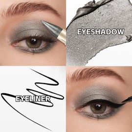 Boobeen 2 in 1 Dual-ended Lidschatten Eyeliner Pencil Crayon Shimmer Eyeshadow Stick mit flüssigem Eyeliner, Eye Stick Cream Eye Shadow Pen Create Glitter Eye Makeup