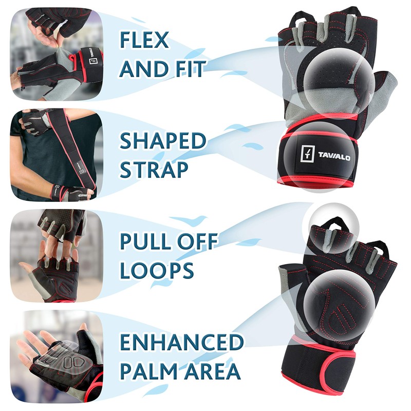 TAVIALO Fitness Gloves Training Gloves for Men Medium (16-19cm) Double