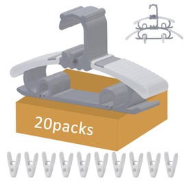 20 Pack Baby Clothes Hangers, 11-15 inch Adjustable Kid Hanger with 20 Clips, Multifunctional Children Hangers for Girl Boy Toddler Kids Child(Grey)