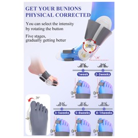 HEWAOMM Upgraded Bunion Corrector For Women Men, Big Toe Straightener, Adjustable Relief Treatmedy Fix For Yoga Hammer For Night Use, Silicone Toe Separators For Daytime