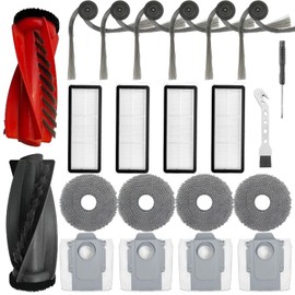22 Pcs Replacement Parts Accessories Kit for Roborock Qrevo Curv/Qrevo Edge Robot Vacuum,1 Dual Roller Brush,4 Hepa Filters,6 Side Brush,4 Mop Pads,4 Vacuum Bags,1 Cleaning Tool,1 Screwdriver