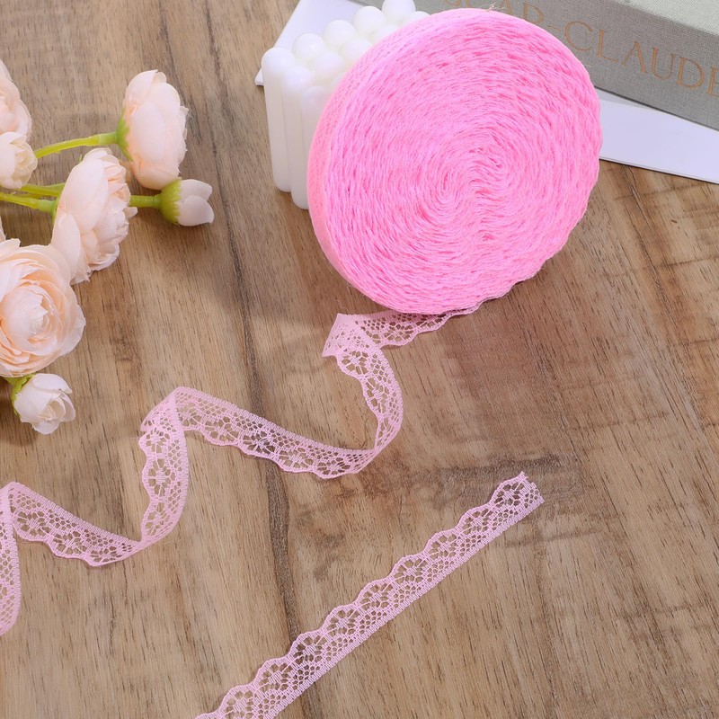 30 Yards 0.6 Inch Wide Sewing Lace Ribbon Pink Lace