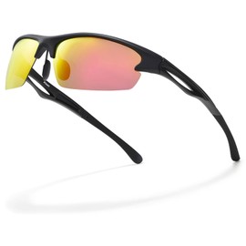 Kisac Ophthalmologist Recommended [Ultra Lightweight x Asian Fit] UV 400 UV Protection Sunglasses for Driving Polarized, Red (daylight)