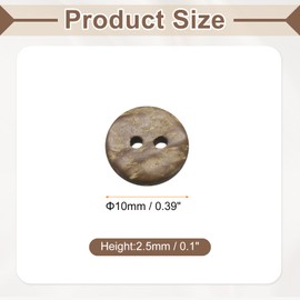 sourcing map 20pcs Coco Shell Buttons 10mm Handmade Sewing Crafts Replacement Round Button for Clothing Decoration DIY Accessories, Brown