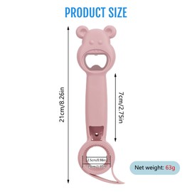 FYY Cute Beer Bottle Opener 2 Pack Multifunction Bear-shaped 4 in 1 Bottle Opener Lid Opener For Arthritic Hands, Jar Can Beer Bottle Soda Can Opener Tool for Jars, Beer, Sauce Bottles Pink & Green