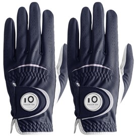 Golf Gloves for Men - Set of 2 - Natural Sheepskin and Microfiber Leather, Soft Feel and Grip, Stretchy, Breathable, Abrasion Resistant, Rain and Sweat Resistant, All Weather Models with Golf Marker