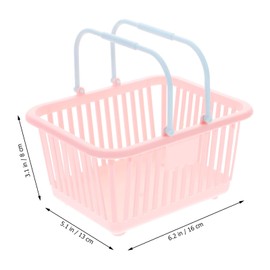 Kisangel Plastic Baskets with Handles 3pcs Storage Organizer Play Grocery Basket Storage Baskets Stackable for Kitchen Room Storage(Handle Color Random）