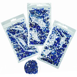 16000PCS Royal Blue Crystal Resin Rhinestones for Crafts Sapphire Flatback Rhinestones 3mm 4mm 5mm Non-Hotfix Dark Blue Stones Diamonds Crystals Gems for Body Face Makeup Tumblers Bottles DIY Crafts
